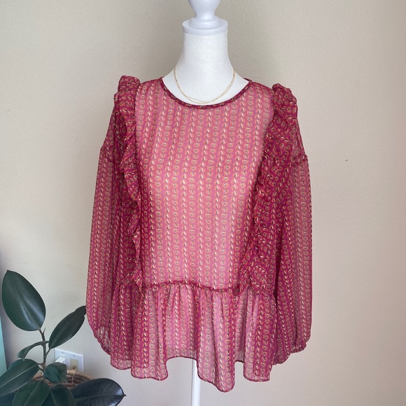 Misa Los Angeles ruffled blouse ANTHRO Anthropologie Size Medium EXCELLENT - Picture 8 of 10